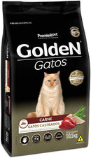Ração Golden para Gatos Adultos Castrados - 10,1kg Premier - Sabor Carne
